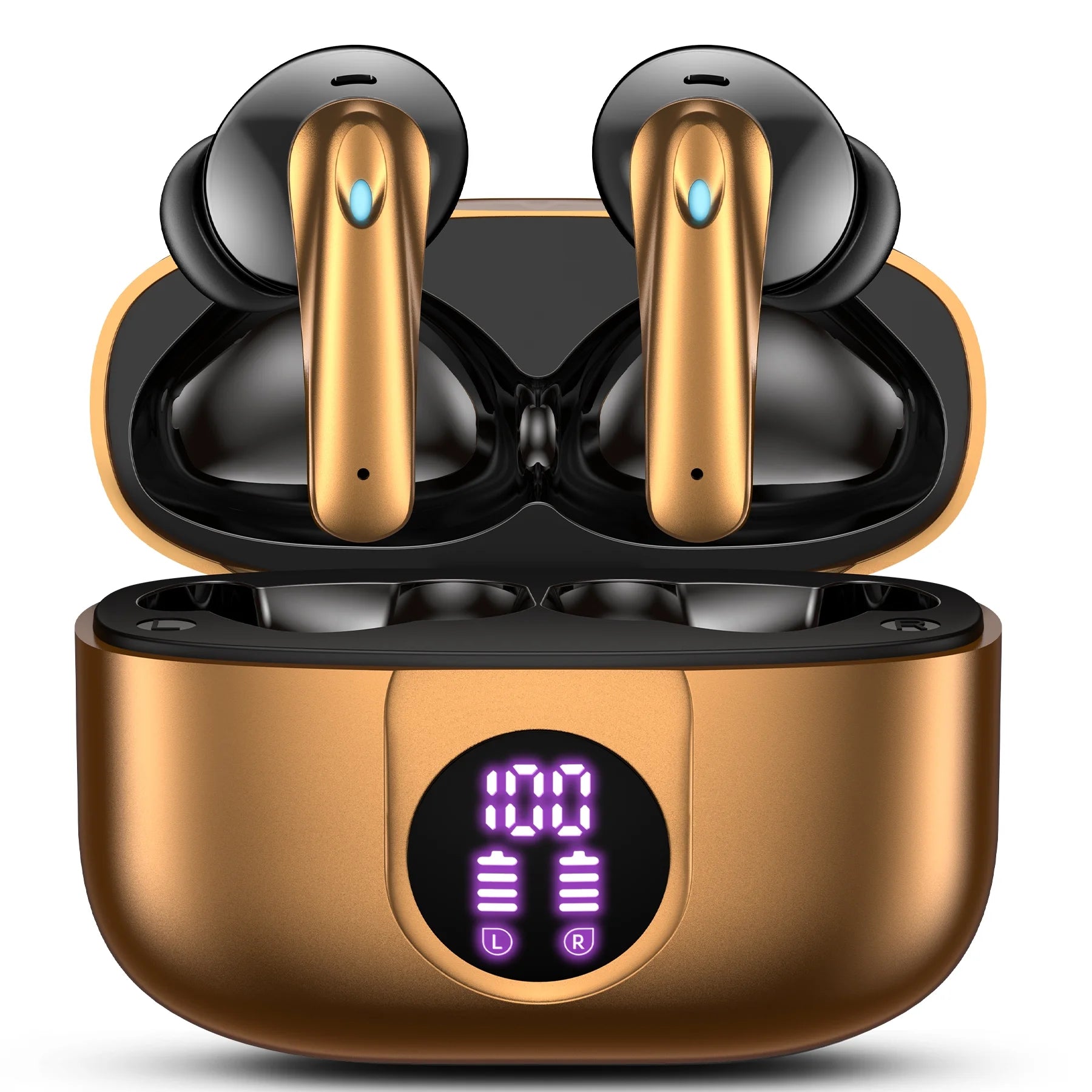 Wireless Earbuds, Bluetooth Headphones V5.4 Stereo Ear Buds with Noise Cancelling Mics, 60H Playback Mini Case with Dual LED Display, IP7 Waterproof In-Ear Earphones for Android Ios