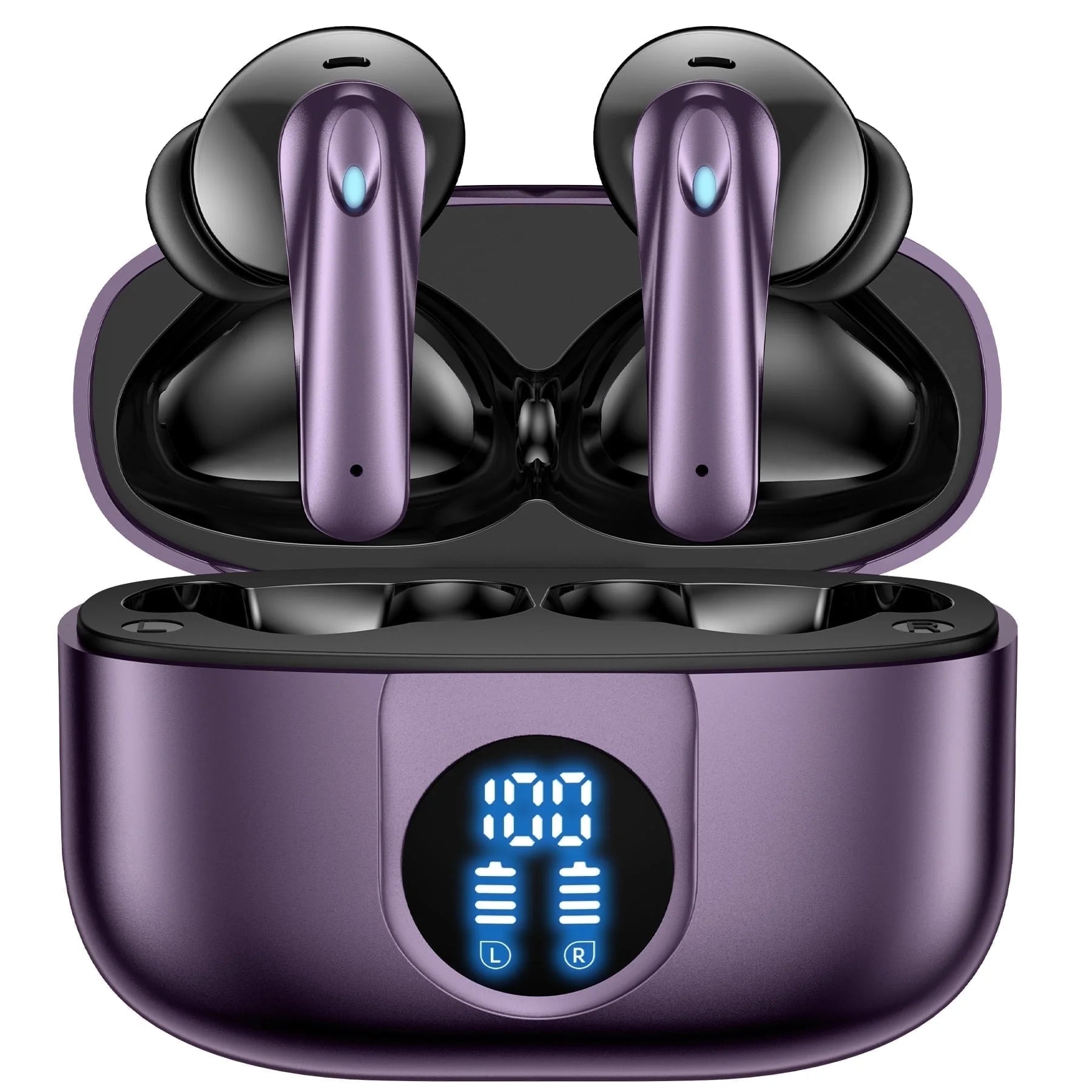 Wireless Earbuds, Bluetooth Headphones V5.4 Stereo Ear Buds with Noise Cancelling Mics, 60H Playback Mini Case with Dual LED Display, IP7 Waterproof In-Ear Earphones for Android Ios