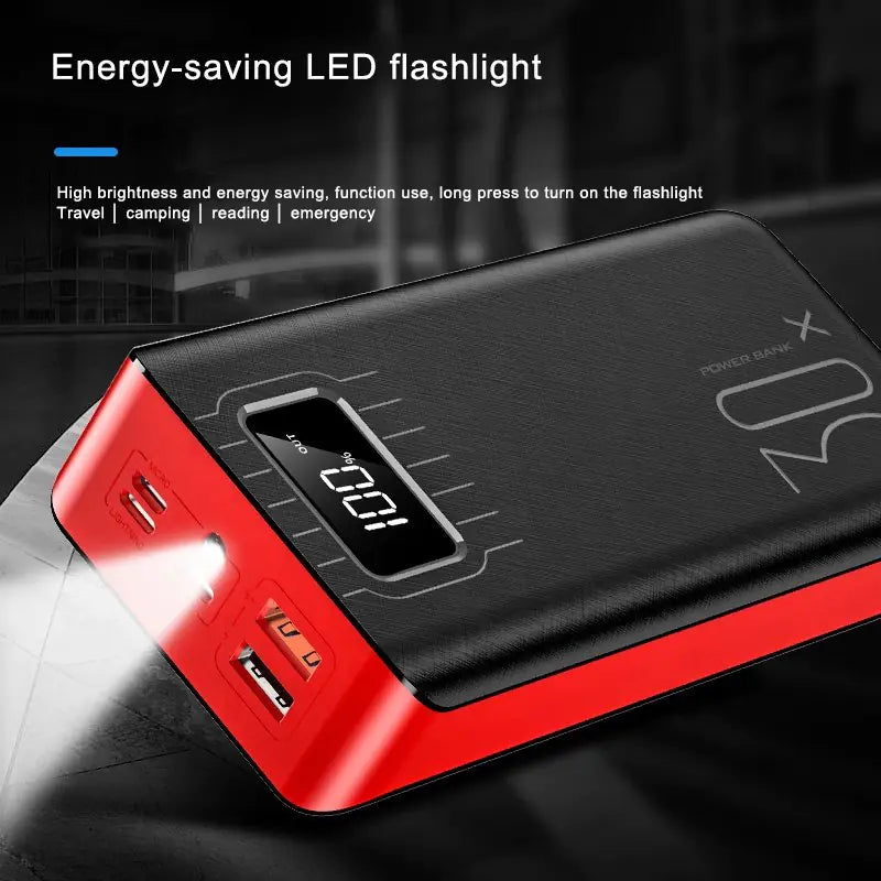 20K Dual-Port Power Bank with LED Light