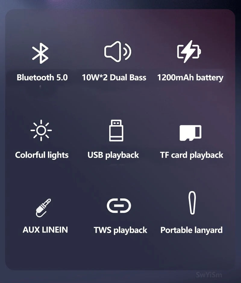 Loud Portable Bluetooth Speaker with USB/TF/FM Radio