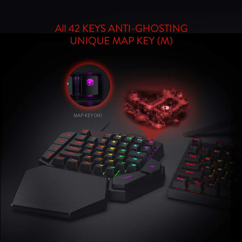 K585 DITI One-Handed RGB Mechanical Gaming Keyboard,Wrist Rest 42 Keys Type-C Professional Gaming Keypad Hot-Swappable