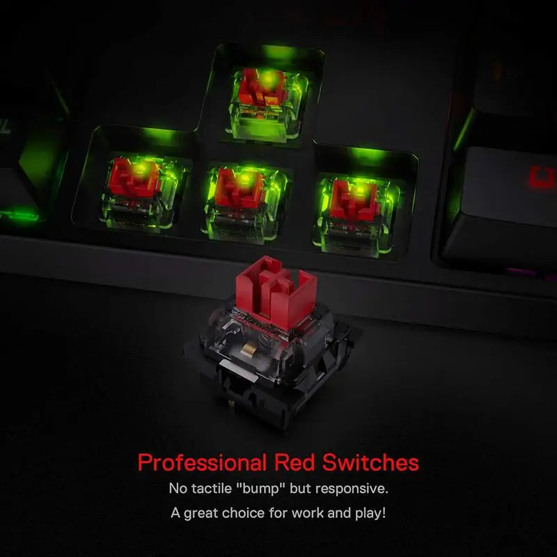 K582 SURARA RGB LED Backlit Mechanical Gaming Keyboard with 104 Keys-Linear and Quiet-Red Switches
