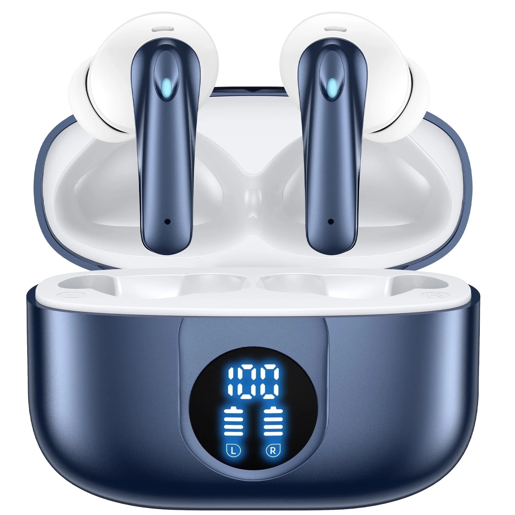 Wireless Earbuds, Bluetooth Headphones V5.4 Stereo Ear Buds with Noise Cancelling Mics, 60H Playback Mini Case with Dual LED Display, IP7 Waterproof In-Ear Earphones for Android Ios