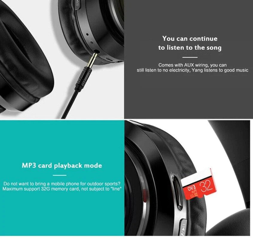 Super Bass Designed Wireless Bluetooth Foldable Headphones with Mic