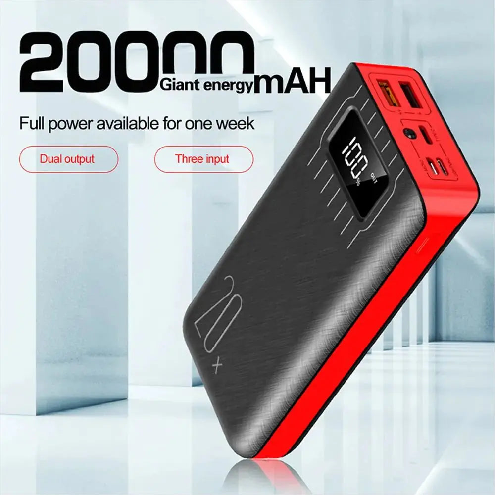 20K Dual-Port Power Bank with LED Light