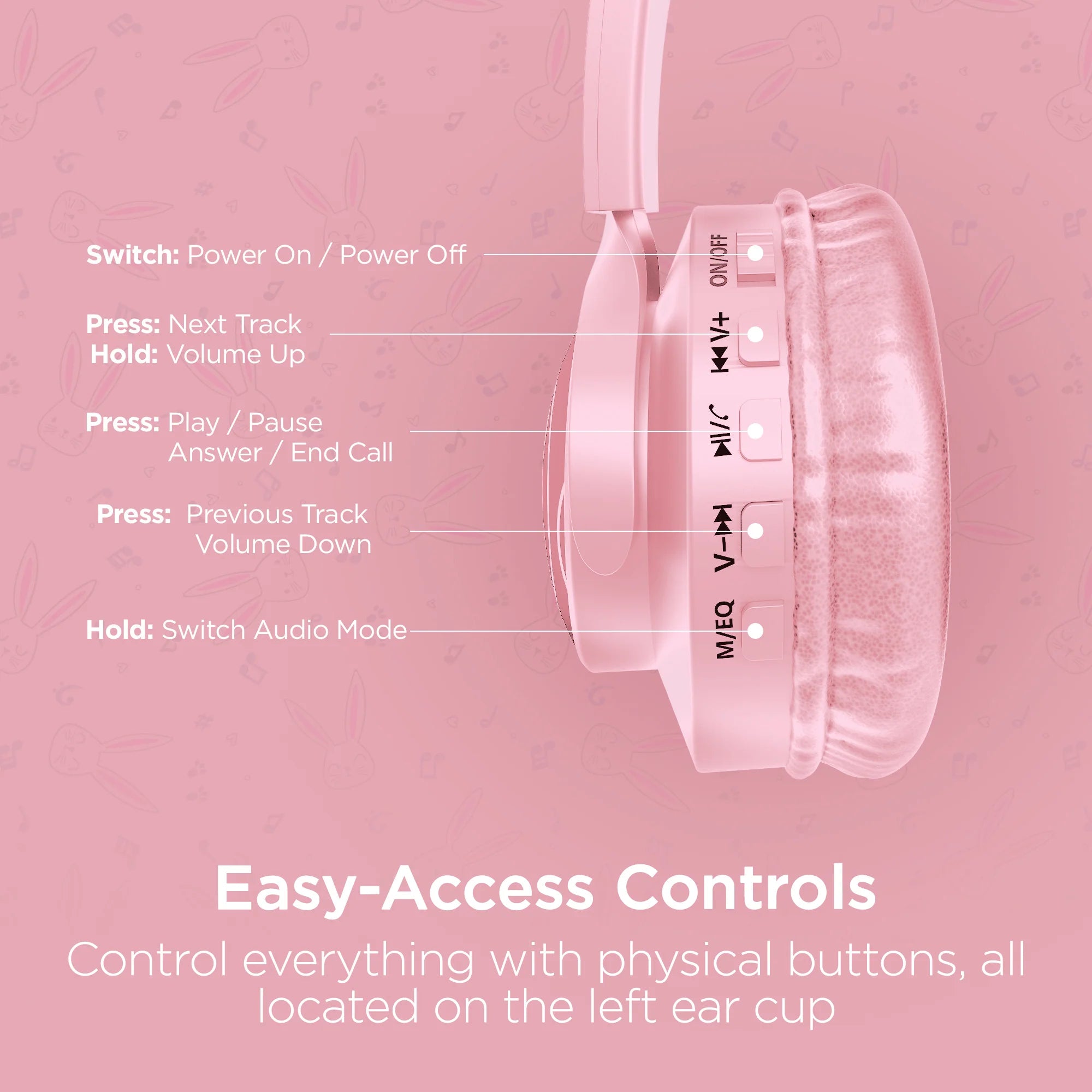 Hypergear Bunny Tracks Wireless Light-Up Headphones